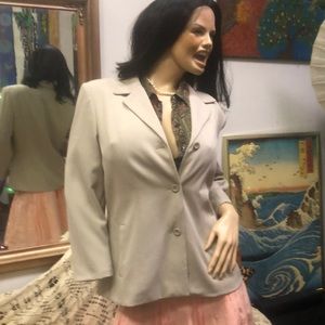 DESIGNER BRAND TAN KHAKI BUTTON UP BLAZER SIZE 14